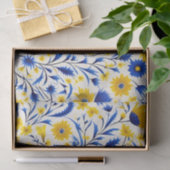 Papier Mousseline Fleur de Cornflower romantique Bleu et Jaune Flora (Cadeau)