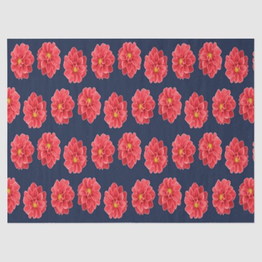 Papier Mousseline Fleur de dahlia rose en bleu (Recto)