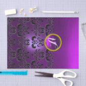 PAPIER MOUSSELINE FLEUR DE DAMAS MONOGRAMME EN PIERRE PRÉCIEUSE NOIR (Artisanat)