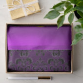 PAPIER MOUSSELINE FLEUR DE DAMAS NOIR VIOLET MONOGRAMME EN PIERRE PR (Cadeau)