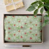 Papier Mousseline Fleur de fraise Vert, rouge et blanc (Cadeau)
