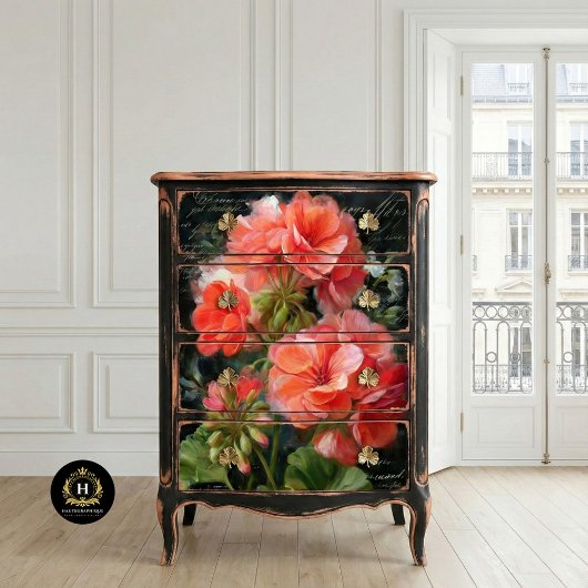 Papier Mousseline Fleur de Géranium Corail Decoupage