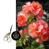 Papier Mousseline Fleur de Géranium Corail Decoupage