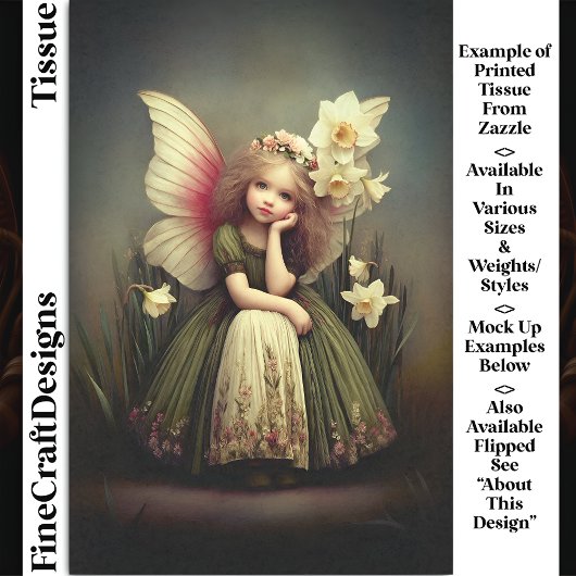 Papier Mousseline Fleur de jonquille Fée, Green DL5RF Decoupage