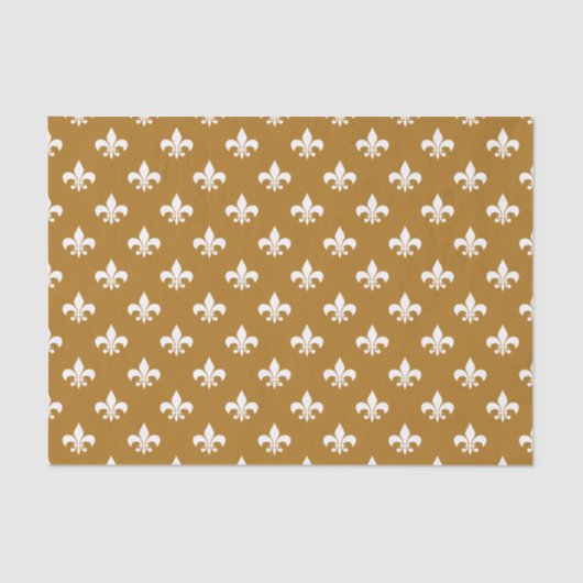 Papier Mousseline Fleur de lis blanc sur Mat Gold (Recto)