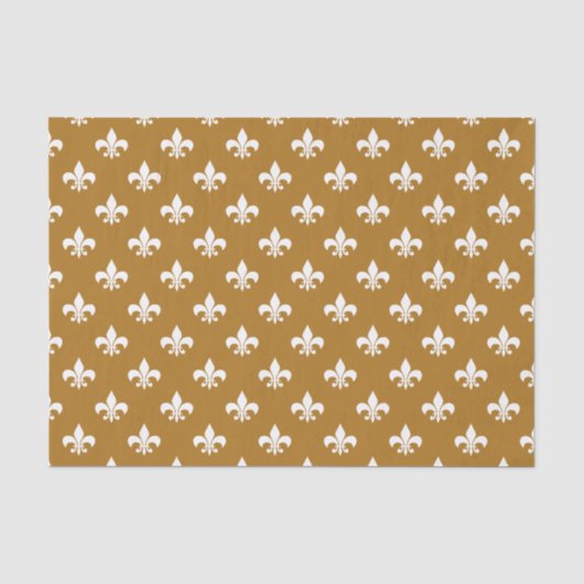 Papier Mousseline Fleur-de-lis blanche sur fond or mat (Recto)