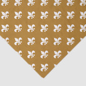 Papier Mousseline Fleur-de-lis blanche sur fond or mat (Détail)