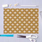 Papier Mousseline Fleur-de-lis blanche sur fond or mat (Artisanat)
