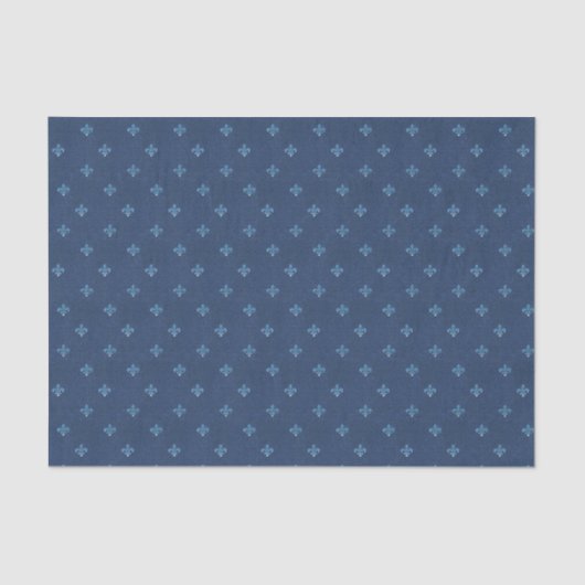 Papier Mousseline Fleur de Lis Blue Motif Vintage (Recto)