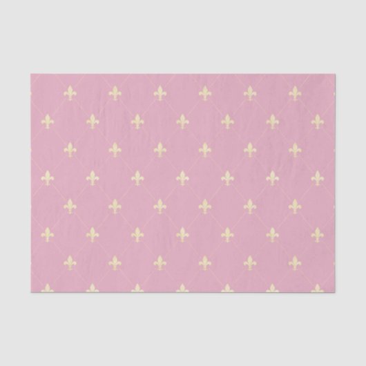 Papier Mousseline Fleur-de-Lis dorée rose terne (Recto)