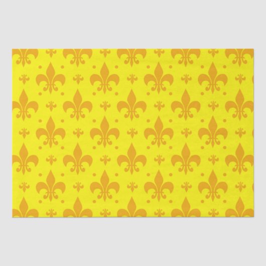 Papier Mousseline Fleur de lis Motif jaune (Recto)