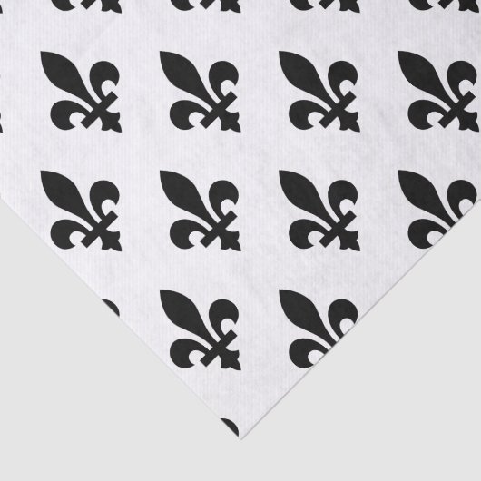 Papier Mousseline Fleur de Lis Motif, Royal French, Noir sur Blanc (Détail)