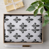 Papier Mousseline Fleur de Lis Motif, Royal French, Noir sur Blanc (Cadeau)