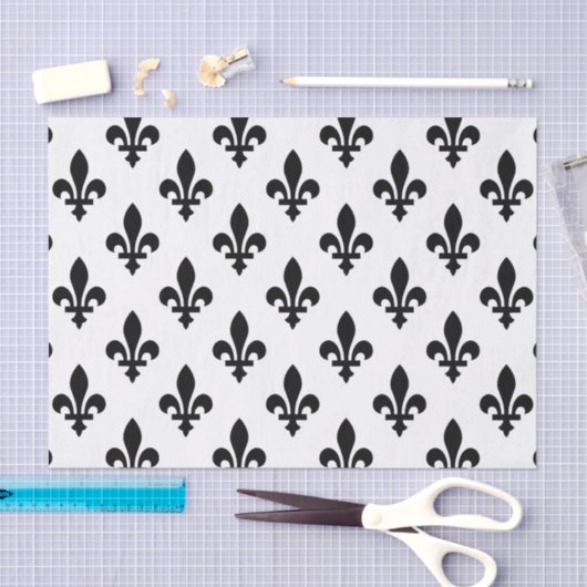 Papier Mousseline Fleur de Lis Motif, Royal French, Noir sur Blanc (Artisanat)