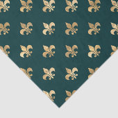 Papier Mousseline Fleur-de-lis sarcelle et or (Détail)