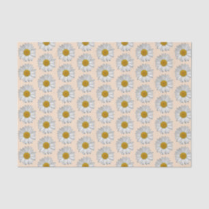 Papier Mousseline Fleur de marguerite blanche simple Motif sur beige