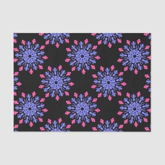 Papier Mousseline Fleur de néon bleu et rouge (Recto)