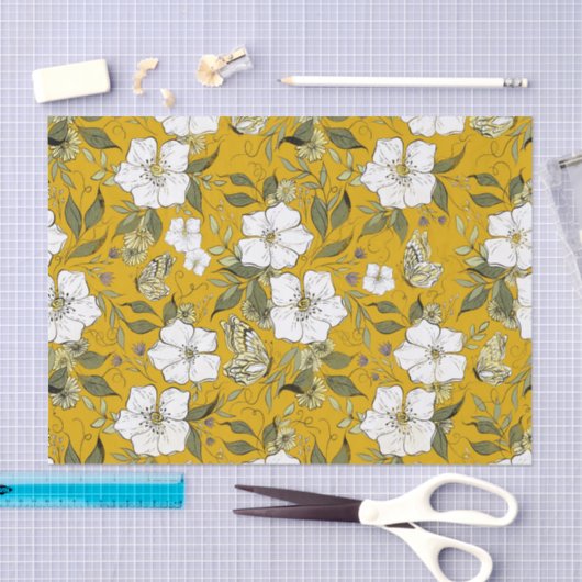 Papier Mousseline Fleur de papillon de moutarde (Artisanat)