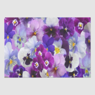 Papier Mousseline Fleur de pensée violette bleue blanche Anniversair