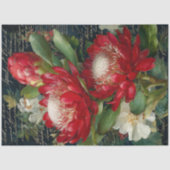 Papier Mousseline Fleur de Protea Roi Rouge Decoupage (Recto)