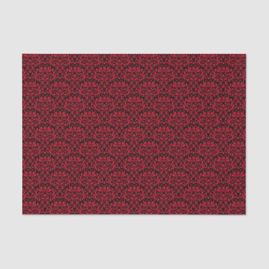 Papier Mousseline Fleur de rose noire et rouge Damas (Recto)
