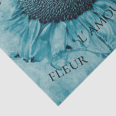 Papier Mousseline Fleur de soleil géante Lumière Bleu Turquoise Scri (Détail)