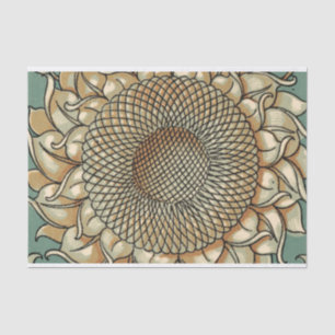 Papier Mousseline Fleur de tournesol sur Arrière - plan bleu-vert