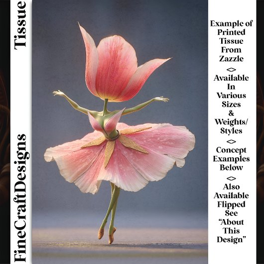 Papier Mousseline Fleur de Tulipe rose Ballerina DJ7L Découpage