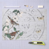 Papier Mousseline Fleur d'oiseau Postmark Papillon Français Script B (Artisanat)