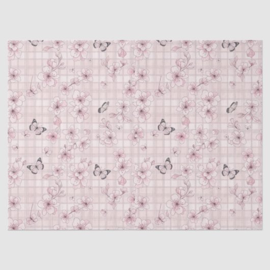 Papier Mousseline Fleur Élégante de Papillon (4) (Recto)