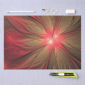 Papier Mousseline Fleur fractale de fansy rouge (Artisanat)