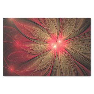 Papier Mousseline Fleur fractale de fansy rouge