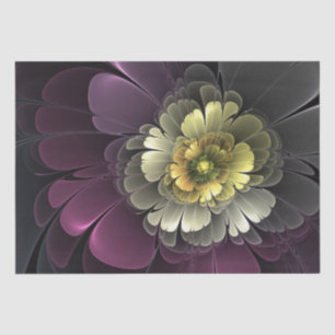 Papier Mousseline Fleur fractale grise de pourpre moderne abstraite