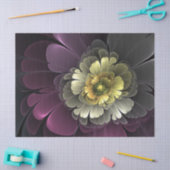 Papier Mousseline Fleur fractale grise de pourpre moderne abstraite (Artisanat)