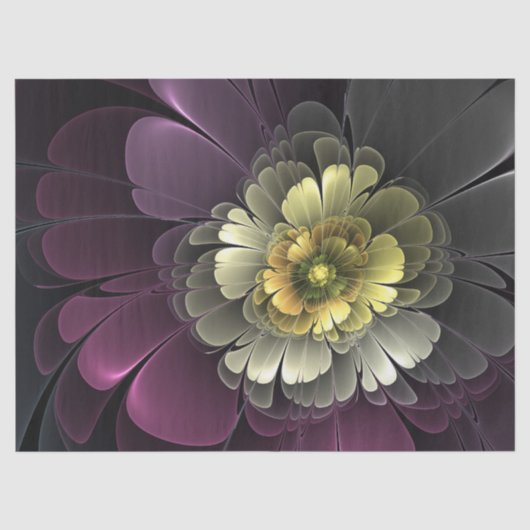 Papier Mousseline Fleur fractale grise de pourpre moderne abstraite (Recto)