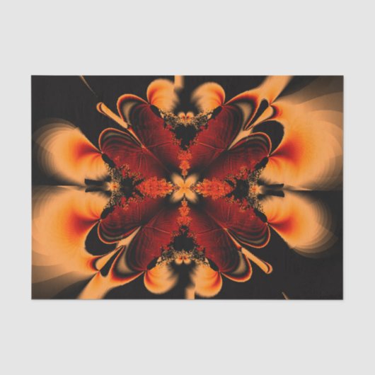 Papier Mousseline Fleur fractale orange (Recto)