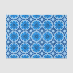 Papier Mousseline Fleur géométrique Motif en Cerulean & Bleu clair