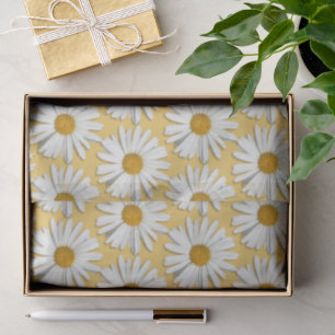 Papier Mousseline Fleur Groovy Blanche Marguerite Fleur Hippie Jaune