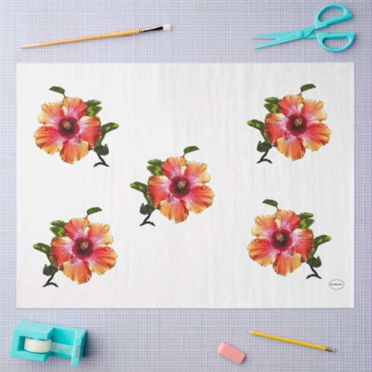 Papier Mousseline Fleur Hibiscus HAMbyWG - (Artisanat)