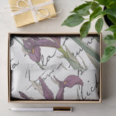 Papier Mousseline Fleur Iris violet Script Vintage Découpage (Cadeau)