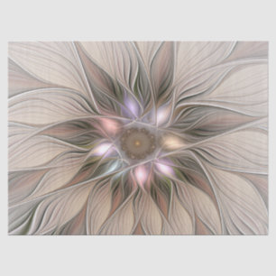 Papier Mousseline Fleur joyeuse Abstrait Beige Brun Floral Fractale