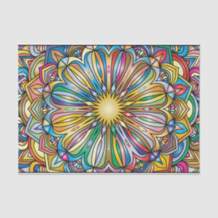Papier Mousseline Fleur Mandala colorée Abstrait Motif géométrique