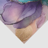 Papier Mousseline Fleur Or Bleu Aqua Violet (Détail)