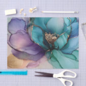 Papier Mousseline Fleur Or Bleu Aqua Violet Pourpre (Artisanat)