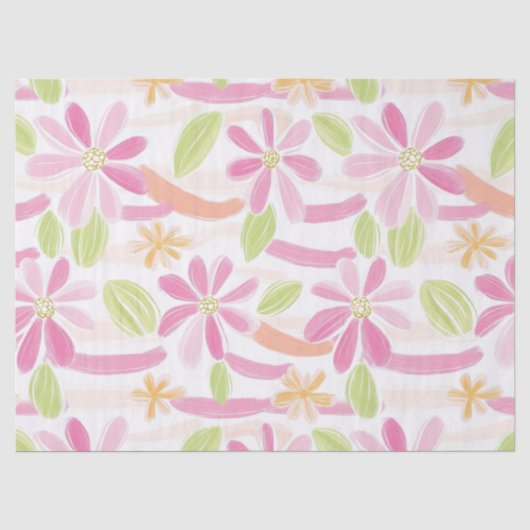 Papier Mousseline Fleur pastel rétro (2) (Recto)