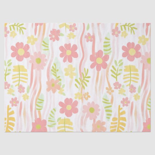 Papier Mousseline Fleur pastel rétro (3) (Recto)