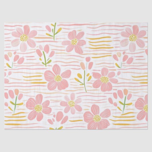 Papier Mousseline Fleur pastel rétro (6) (Recto)