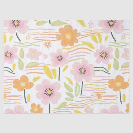 Papier Mousseline Fleur pastel rétro (7) (Recto)