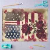 Papier Mousseline Fleur Peony 4 juillet Drapeau américain (Artisanat)