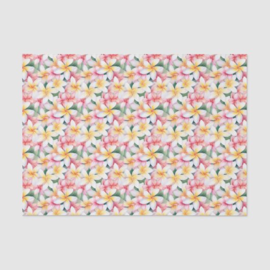Papier Mousseline Fleur Plumeria rose et blanc (Recto)